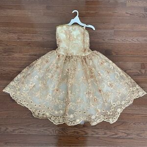 Gold Sequin Embroidered Tulle ballet dance costume